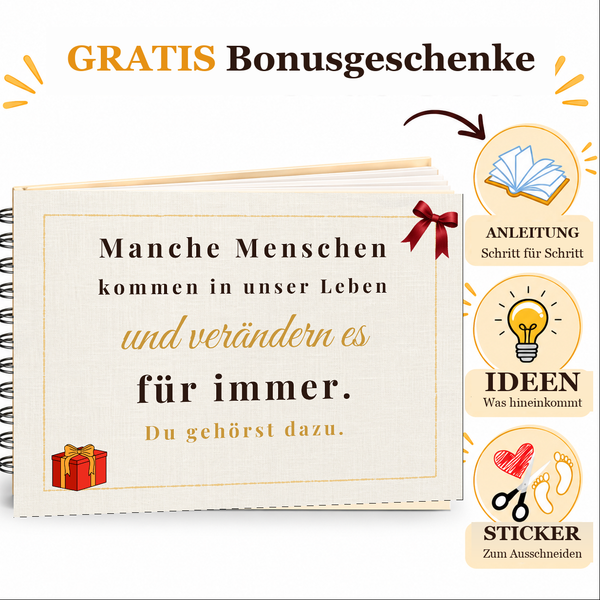 Geburtstagsalbum mit den drei Gratis-Extras