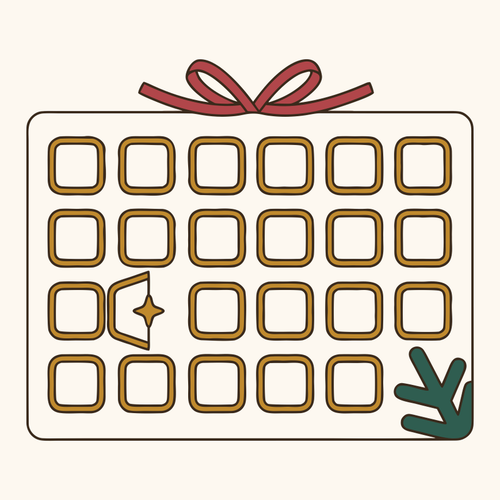 Adventskalender mit 24 Türchen, eines geöffnet